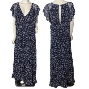 Tavik Medina Floral Evening Blue Maxi Dress